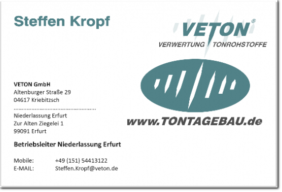 Visitenkarte Outlook Kropf, Steffen